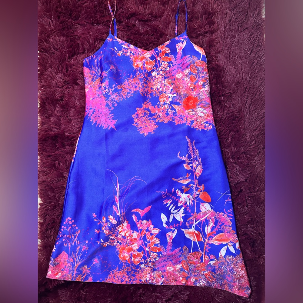 Petite Satin Purple & Pink Dress
